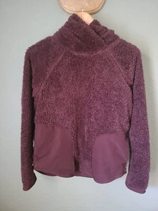 Nike Sherpa Maroon Burgundy Pullover Hoodie Size XS - Picture 1 of 8