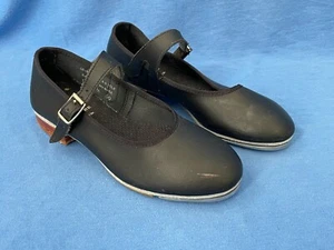 Capezio Girl's Black TAP SHOES Size 13.5 Youth Tele-Tone Tap Dance Shoes Leather - Picture 1 of 12
