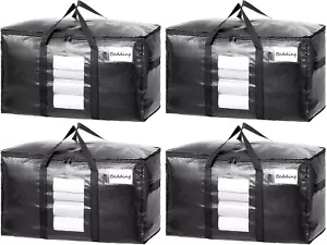 Extra Large Moving Bags, 4 Pack Black Heavy Duty Totes for Storage with Visible - Picture 1 of 12