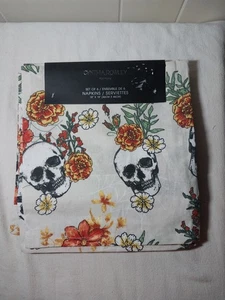 Cynthia Rowley 6er Set Servietten Totenköpfe Halloween Tag der Toten Baumwolle 18"x18" - Bild 1 von 7