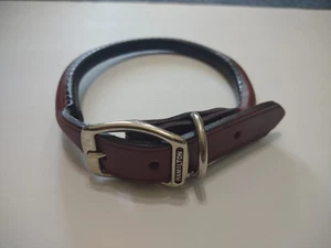 Hamilton  Rolled Leather Dog Collar 1" x 22" - Sm-Med NEW  Burgundy Black    T1 - Picture 1 of 7