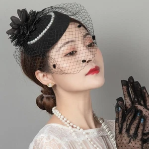 Hair Clips Black Veil Top Bridal Face Veils Birdcage Veil Hat Hair Accessories - Picture 1 of 21