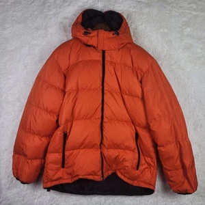 XLT Lands End Black & Orange Reversible Hooded Goose Down Puffer Jacket Outdoor - Picture 1 of 11