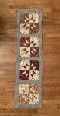 Handmade Quilted Christmas Table Runner 53” x 14.5” Expanding Star Design - Image 1 of 4