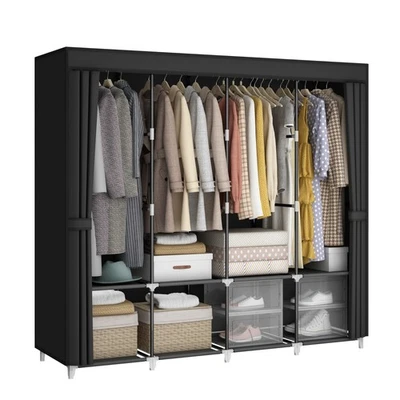 MOGELAFOO Portable Closet Wardrobe, 67-Inch Clothes Organizer with 4 Hanging ... - Image 1 of 4