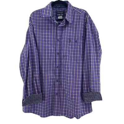 Camisa Wrangler George Strait Para Hombres A Cuadros Manga Larga Abotonada XL Púrpura Foto 1 de 4
