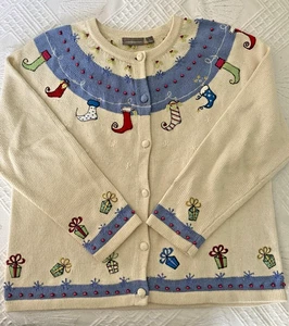 Cardigan maglione calze e regali natalizio Croft & Barrow quasi nuovo taglia L - Foto 1 di 13