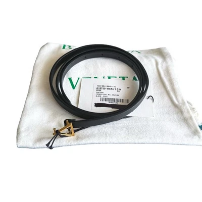 NWT Bottega Veneta Black Leather Skinny Triangle Buckle Belt Size 90/38 - Image 1 of 4