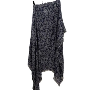 DESTIN ITALY SILK CASHMERE Big SQUARE SCARF SHAWL 70” Gray Floral Blue - Picture 1 of 5