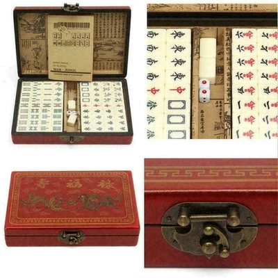 144 Tiles Mah-Jong Set Vintage Mahjong Rare Bamboo Piece English Instructions . - Image 1 of 4