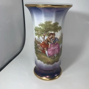 Veritable Limoges “Fragonard" Cobalt Blue/Gold 7” Tall Vase Original Sticker - Picture 1 of 9