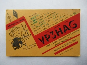 QSL QSO CB Radio Post Card VP3HAG South MacKenzie Rio Demerara British Guiana - Picture 1 of 2