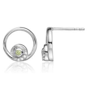 925 Sterling Silver Diamond Peridot Dangle Stud Earrings - Picture 1 of 11