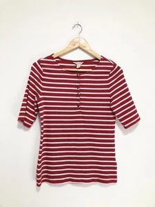 Top a rayas acanaladas Seasalt UK 12 rojo blanco para mujer Top elástico orquídea temprana - Imagen 1 de 9
