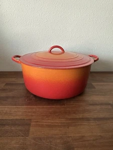 Vintage großer Le Creuset G runder Dutch Oven Flamme orange emailliert Gusseisen - Bild 1 von 15