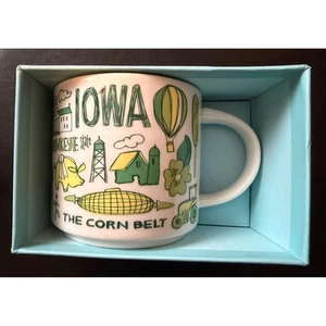 Taza de café Starbucks Been There Series Iowa The Corn Belt 14 oz verde blanco - Imagen 1 de 8