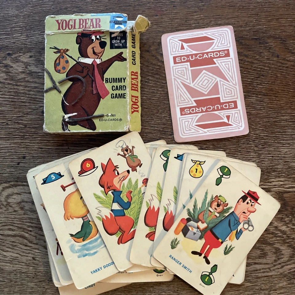 Vintage 1960s? Yogi Bear Ed-U Rummy Card Game - 32 Cards + Box - Image 1 of 1