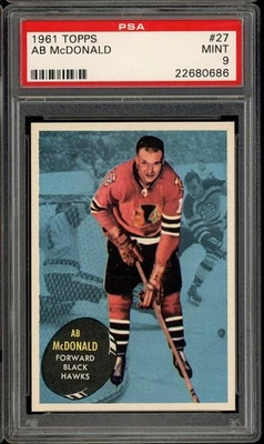 1961 Topps Hockey #27 Ab Mcdonald PSA 9 - Image 1 of 2