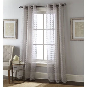 Nanshing Payton Eyelash Weave Grey Grommet Curtain Panels (2) (37x84 ea) NEW - Picture 1 of 2