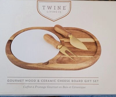 Twine Living - Juego de regalo de tabla de queso de madera y cerámica tabla de queso gourmet Foto 1 de 4