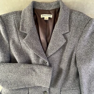 Giacca blazer vintage Pendleton donna 14 grigio lana vergine agnello foderato due bottoni - Foto 1 di 7