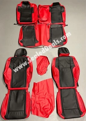 Salsa Red & Black Leather Seat Covers for 2015-23 Dodge Challenger Factory Style - Image 1 of 4