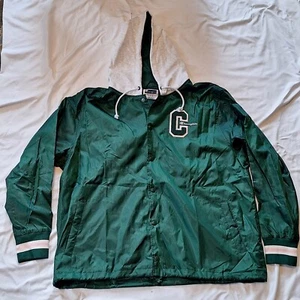 Champion Hooded Lightweight Varsity Style Button Up Jacket Mens 2XL XXL Green - Picture 1 of 8