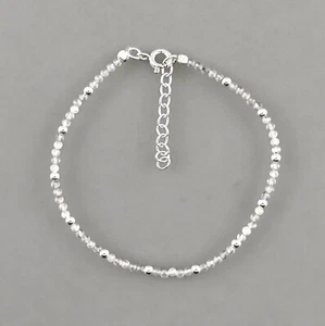 9916301-d Armband 925er Silber mit weiß-grauen Labradorit-Perlen ab L17cm - Picture 1 of 1