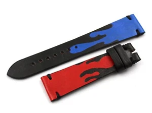 Novità Cinturino Vera Pelle Dipinto a Mano Multicolor 20/16mm Top Quality Unisex - Imagen 1 de 4