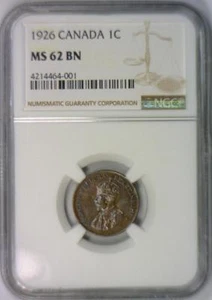 1926 Canada One Cent NGC MS-62 BN - Picture 1 of 4