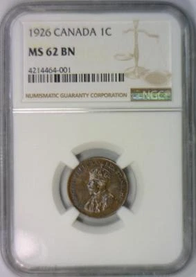 1926 Canada One Cent NGC MS-62 BN - Image 1 of 4
