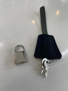 Prada Silver Color Padlock Cadena W/Keys & Black Clochette M2 - Picture 1 of 4
