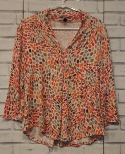 Cable & Gauge Women's Size PM Stretch Knit Top Pink Red Green Orange V-Neck - Picture 1 of 5