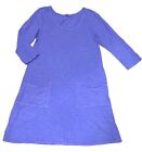 FRESH PRODUCE Small PERI BLUE $69 DALIA Jersey Cotton POCKETS 3/4 Dress NWD S