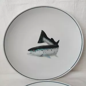 Jersey Pottery Seaflower 9" Side Plate Set Of 2 Salmon Fish - Picture 1 of 14