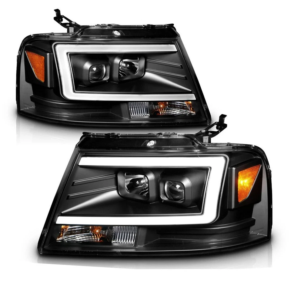 04-08 Ford F-150 06-08 Lincoln Mark LT LED DRL Negro Proyector Faros Lámparas Foto 1 de 3