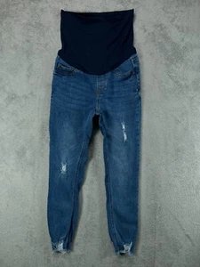 SONG Womens Maternity Jeans Size Small Skinny Blue Jean Stretch Med Wash Distres - Picture 1 of 10