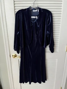 Susan Graver Size L & XL 2-Piece Pullover Sleeveless Dress & Open Crop Jacket - Picture 1 of 4