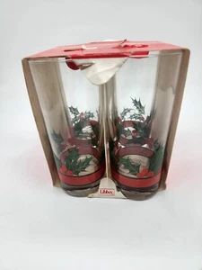 Libbey Glas 15 Oz Stechpalme und Beeren Gläser 1989 NOS T46 - Bild 1 von 4
