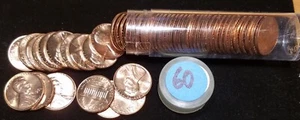 1960 Lincoln Penny Cent Roll - Gem BU Red - from huge hoard of 1000s of rolls - Picture 1 of 2