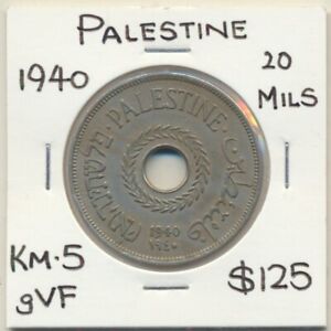 Palestine: 1940 20 Mils Cupro-Nickel coin. gVF. Scarce date