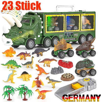 23x/set Dinosaurier-Figuren Set mit Box Kinder Dino-Truck LKW mit Licht & Sound - Bild 1 von 4