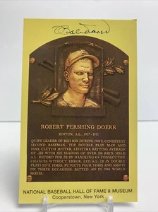 Robert Bobby Doerr - Signed Yellow Hall of Fame 3.5" x 5.5" postcard plaque - Picture 1 of 2