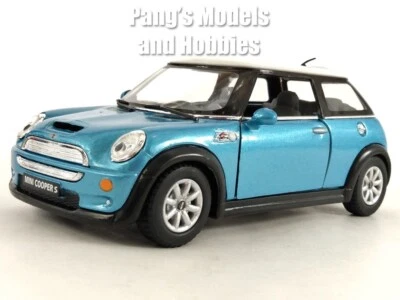 Mini Cooper S 1/28 Scale Diecast Model by Kinsmart - BLUE - Image 1 of 4