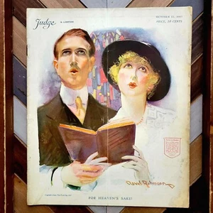Vintage JUDGE Magazine #1878 (Oct 1917) "For Heaven's Sake" Robinson Cover Humor - Picture 1 of 9