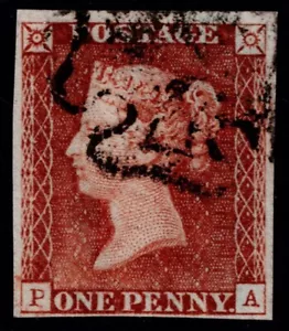 1841 1d Pale Red-Brown Black Pl 11 PA 4m Superb Plate Wear Very Fine Cat. £130 - Picture 1 of 1