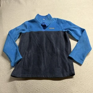 Columbia boys pullover fleece button sweatshirt in Navy blue Size large 14/16 - Picture 1 of 4