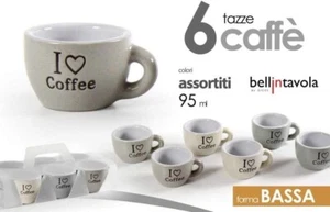 TAZZINE DA CAFFE' IN CERAMICA 6 PZ "I LOVE COFFEE" 95 CC - Foto 1 di 2