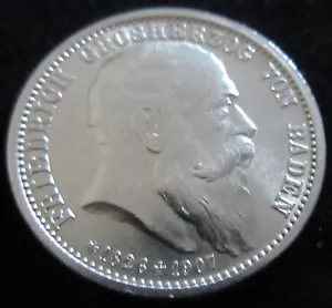 MDS DEUTSCHES REICH KAISERREICH BADEN ZWEI 2 MARK 1907 G "FRIEDRICH", SILBER #M - Bild 1 von 2
