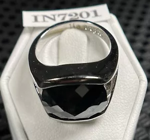 Anello Lia Sophia taglia 9 argento con vetro sfaccettato pietra preziosa scura IN7201 - Foto 1 di 5